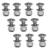 Meuey Lyot Silver 304 Stainless Steel Carriage Bolts 5/16-18x3/4inch Round Head Square Neck and Hex Nuts Flat...