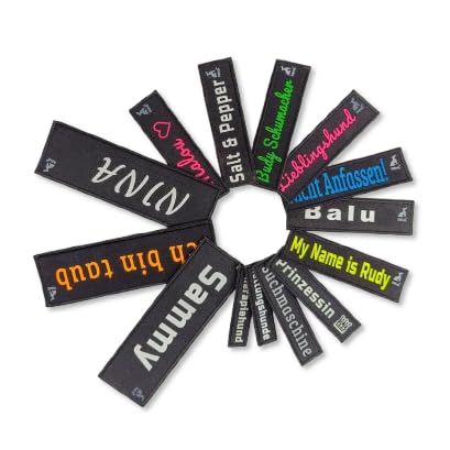 P24S personalisiertes Klett-Patch mit Wunschtext und Wunschfarbe – für Kleidung, Rucksäcke, Hundegeschirr, Outdoor-aktivitäten – bestickter Rand (Schwarz, 100x25 mm)