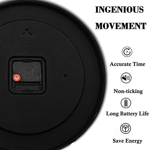 QINFIEY 12 Inch Silent Movement Kids Wall Clock, Non Ticking Children Round Wall Clock, Battery Operated Space Travel Style Decor, Blue