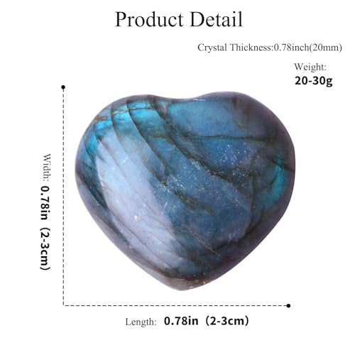 Image of 1.18in-1.97in Natural Labradorite Large Heart Stones Healing Crystals Gemstones Gifts Heart Shaped Rocks for Home Decor Reiki Meditation Women