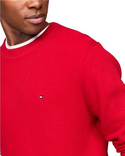 Image of Tommy Hilfiger Men's Waffle Knit Crewneck Sweater Lightweight Pullover, Also Available in Big & Tall