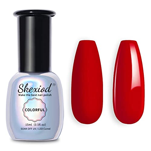 Skexiod Gel Nail Polish, 15ml Red Gel Nail Polish Soak Off LED UV Nail