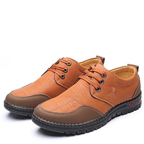 Chaussures en cuir pour hommes de couleur jaune en taille 9.5 US à lacets classiques