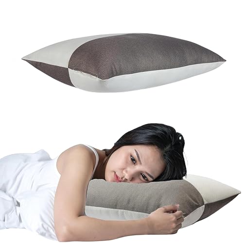 Image of Premium Microfiber Pillow, Grey and White Soft Bedding, Ultimate Support for Neck and Head, Luxury Redefined,Washable Cover with Durable Zipper,60 x 40 x 15 cm