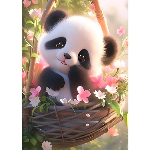 QENSPE DIY 5D Panda Diamond Painting kit completo, flores Diamond Art para crianças adultos, panda pintura quadro diamante, Rhinestones bordado ponto cruz para decoração de casa 30 x 40 cm