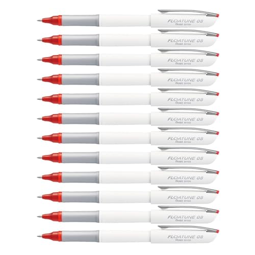 Stylos à bille Pentel Floatune rouge 0,8 mm en lot de 12 pièces pour écriture fluide