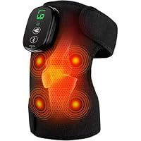 MoAcey Cordless Heated Knee Massager Wrap with 5000mAh Battery (Black)
