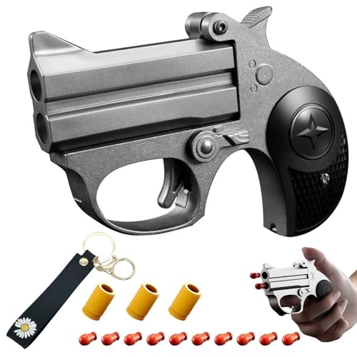 GLHYUOP Mini Pistola De Juguete De Bala Blanda, Juguete AntiestréS De AleacióN +10 Bolas Y Llavero Edc Toy Startable MúLtiples Opciones De Juego, FáCil De Transportar (Silver)