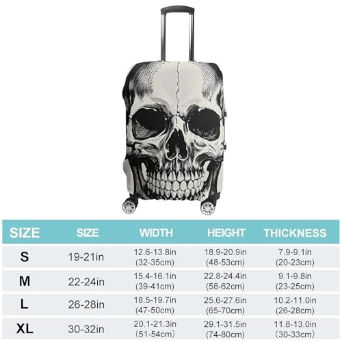 Black Skull Pattern Luggage Cover, Elastic Luggage Protector Fits 19-32in Suitcases, Washable & Anti-Scratch Suitcase Cover for Men Women XL2