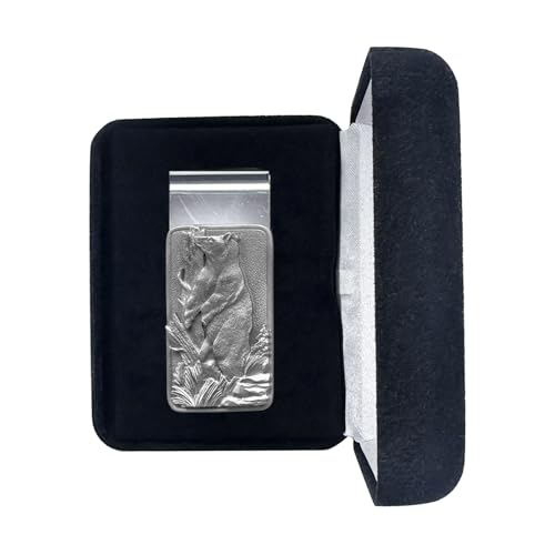 Black Bear Money Clip | Durable Money Holder | Intricately Crafted Metal Pewter Elk Inlay