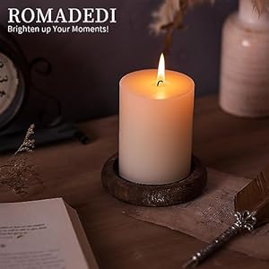 Romadedi Wood Candle Holder Farmhouse Decor - Pillar Candle Holders for Table Centerpiece Small Tray Riser Set of 2 Round Wooden Plate Pedestal Stand for Coffee Table Home Living Room, Brown Romadedi Wood Candle Holder Farmhouse Decor Pillar Candle Holders for Table Centerpiece Small Tray Riser Set of 2 Round Wooden Plate Pedestal Stand for Coffee Table Home Living Room Brown