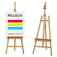 MEEDEN Large Painters Easel Adjustable Solid Beech Wood Artist Easel, Studio Easel for Adults with Brush Holder, Holds Canvas up to 48\"