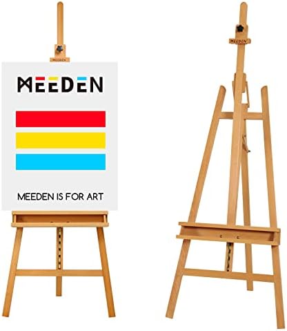 MEEDEN Large Painters Easel of Max Height 89'', Hold Canvas up to 48", Adjustable Solid Beech Tripod Wood Artist Easel, Studio A-Frame Art Easel for Painting with Storage Tray