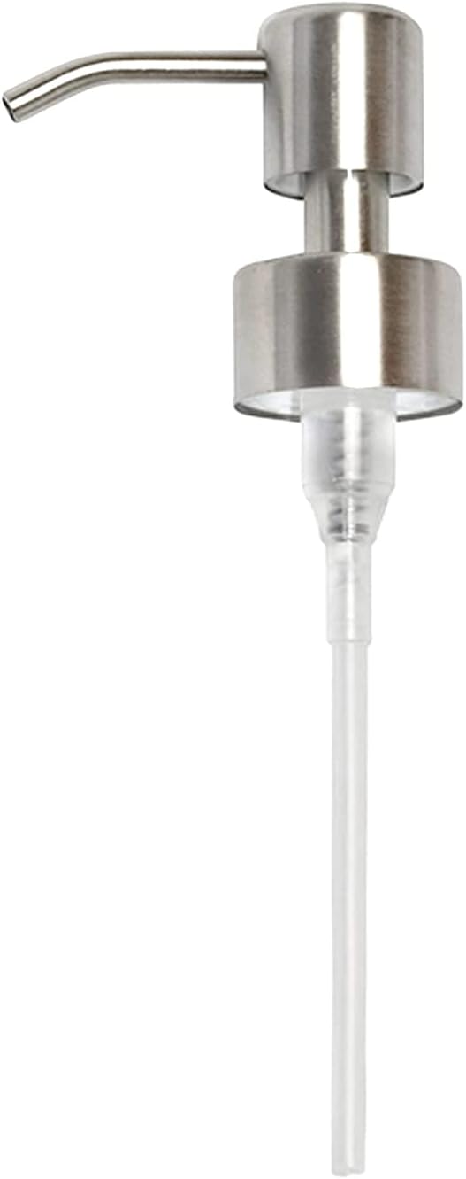 Medsuo Reusable Soap Dispenser Pump Head 304 Stainless Steel Brushed Finish Pump Head 28/400 (26 mm - 28mm) Neck Size Replacement for Kitchen Bathroom (Silver)