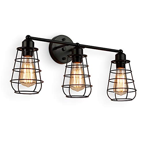 Create For Life 3 Light Industrial Vanity Lights Black Cage Wall Sconces Vintage Rustic Bathroom Wall Lighting Buy Online In India At Desertcart In Productid 113174771