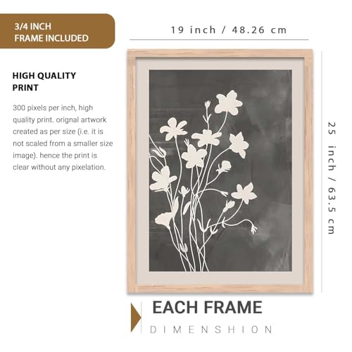 Image of kotart Aesthetic Botanical Art Home Decoration Painting | Floral Paintings With Frame For Living Room Bed Room Hotel Wall Decor Digital Reprint Set of 3 (19X25 inch)
