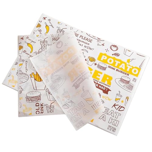 100 Blatt Käsepapier, 36 x 28cm Wachspapier für Lebensmittel, Fettdichtes Papier, Lebensmittelpapier, Cheese Paper, Brotpapier, Sandwichpapier, Food Grade Wrap Paper für Burger, Sandwich, Pommes