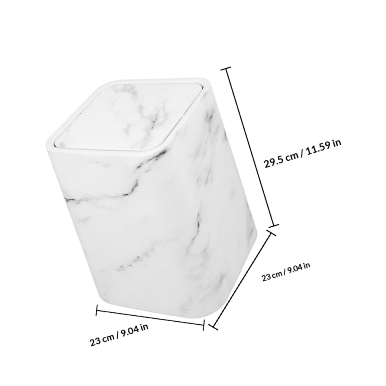 Uonlytech Cestino Design Marmo Raffinato della Spazzatura con Coperchio in Plastica Capacità Moderata per Bagno e Casa