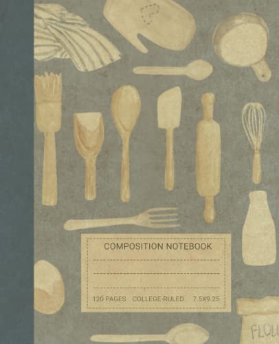 Composition Notebook: Beautiful Vintage Illustration of Wooden spoons - Book For Notes. Perfect Gift For Baking and Cooking Lovers image 2