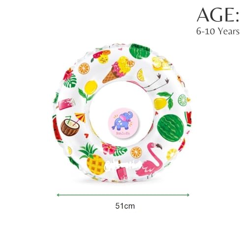 Image of Inflatable Swimming Float Rings for Summer Vacation| Water Floatation Safety Tube for Kids Boys,Girls,Adult| Circle Floater Lounge for Pool Party, Lake, Beach| (Lively 51)- Pack of 1