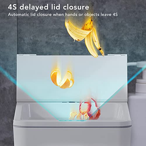 Image of Pomya Automatic Touchless Trash Bin, Motion Sensor Trash Can for Kitchen, Bedroom, Bathroom, Home Office, Living Room, Desktop USB Charging Garbage Can with Foldable Lid (White)