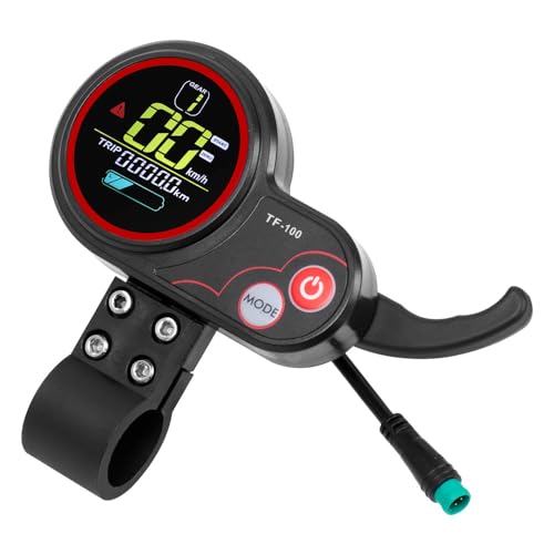 TF-100 5 Pin Electric Scooter LCD Display and Thumb Throttle, 36V-48V Ebike Thumb Throttle Controller with Waterproof Speedometer LCD Display Panel for Kugoo M4 Electric Bike Scooter Controller