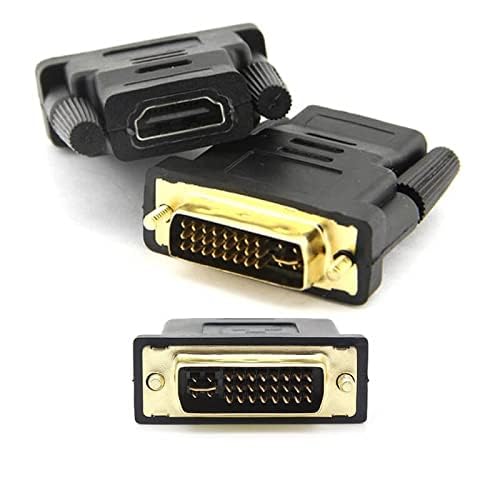 RODMED DVI (24+5) Pin Male to HDMI Female Adapter Connector Gold Plated - Black (Pack of 1) - Image 2