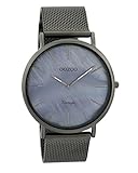 Gehäusehöhe : ca. 6.9 mm Oozoo Vintage Damenuhr Metallband 40 MM Blaugrau Perlmutt/Gunmetal C9368