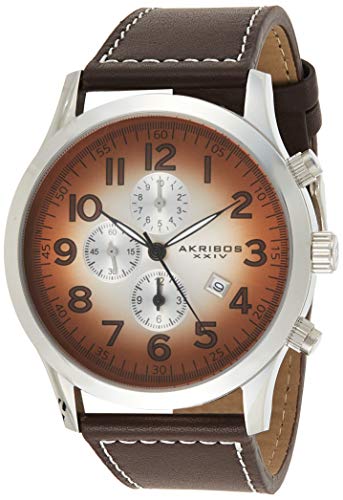 Akribos XXIV Men's 'Essential' Chronograph Watch - 3 Subdials on Radiant Brown Sunray