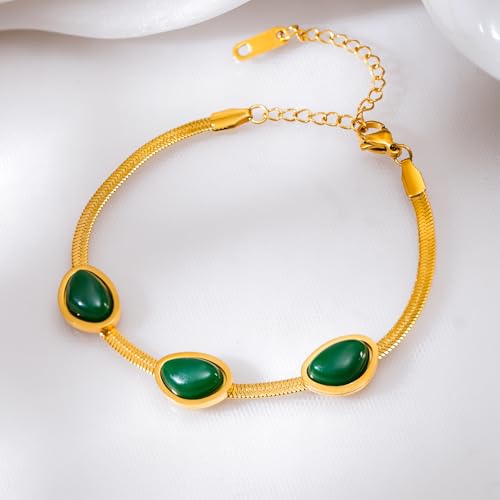 Image of Rubans Demi Fine Stainless Steel Bracelet Emerald CZ Gift for Women & Girls