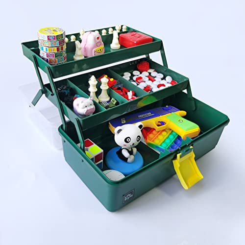 13 inches Craft Organizers and Storage Box, 3-Layers Multifunctional Plastic Sewing Organizing Box with Handle, for Medicine, Art Supply, Makeup, Hair Accessories, Organizer Bins - Image 5