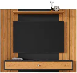 Painel Ripado Para Tv 43 Polegadas Berlim Com Gaveta Casa Jd (Preto Ripado)