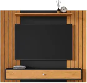 Painel Ripado Para Tv 43 Polegadas Berlim Com Gaveta Casa Jd (Preto Ripado)