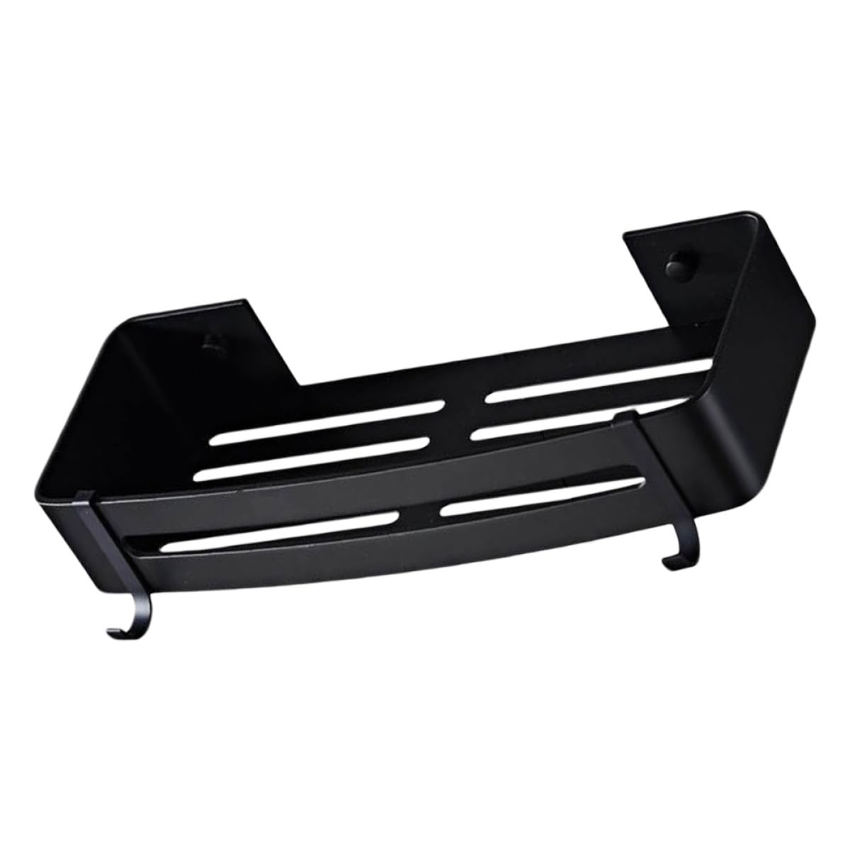 EXAOMBLE No Hole Matte Black Bathroom Shower Gel Organizer Rack with Hook Corner Shelf for Washroom Storage Rustproof