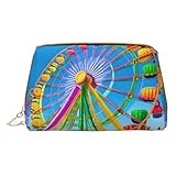 WXZYFP Tragbare Kosmetiktasche aus Leder, Reißverschluss zum Mitnehmen von Gegenständen, geeignet für die Aufbewahrung zu Hause und auf Reisen