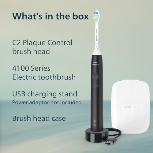 Philips Sonicare 4100 Rechargeable Electric Toothbrush, 1 Brush Head, Black | 700% More Plaque Removal¹, Pressure Sensor, 2 Brush Settings, 14-Day Battery, Includes Brush Head Case, BD5003AZ - image 8
