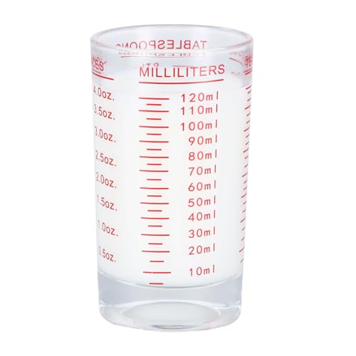 Shengxi Measuring Cup, 120 ml Espresso Shot Glasses, Transparent, 1 Piece, 5.5 x 5.5 x 8.5 cm