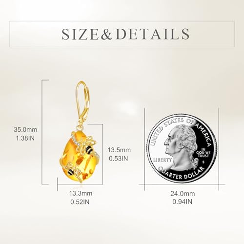 Image of TIGER RIDER Bee /Butterfly /Scorpion /Cactus /Leaf /Beetle 925 Sterling Silver French Clasp Leverback Earrings Amber /Crystal /Citrine /Moonstone /Obsidian /Jade /Rose quartz Pendant Jewelry Gift for Women