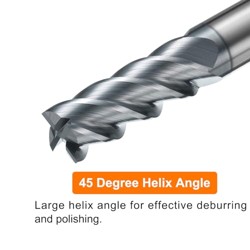 Image of HARFINGTON Carbide Square Nose End Mill Bit 3 /8 inch Cut Dia 4 Flutes TiAlN Coated Milling Cutter for Hardened Steel Metal (3 /8 inch Shank 1 inch Cut Length 2-1 /2 inch Long 45 Degree Helix HRC49-51)
