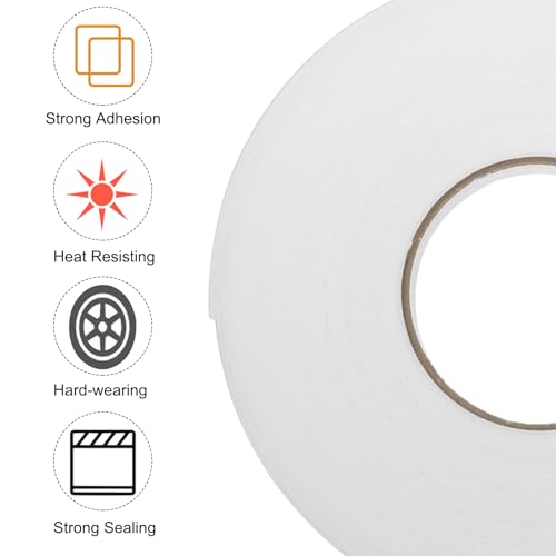 Image of uxcell 2pcs Rolls Double Sided Foam Tape Removeable PE Sponge Mounting Tape Strong Adhesive Tape Strips(White, 50ft x 1 inch x 1 /16 inch) for Home Paint Wall Hanging Poster Decor