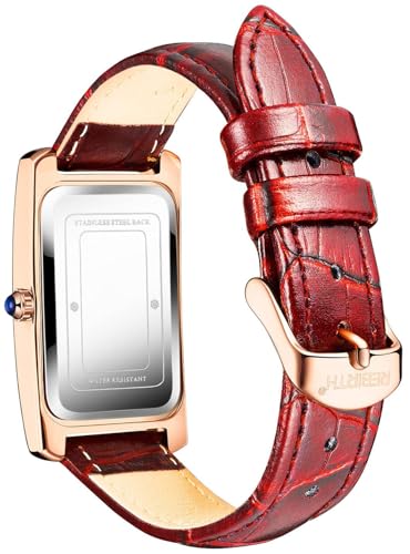 Image of Quartz Watch for Women, Lady Stylish Square Dress Watch with Leather Strap and Sapphire Crown