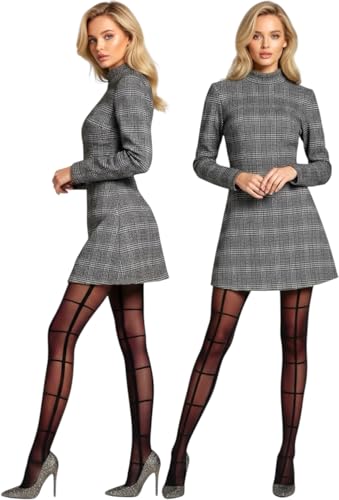 Image of ToBeInStyle Women's Argyle Checkered Diamond Rhombus Net Opaque Sheer Tights Pantyhose