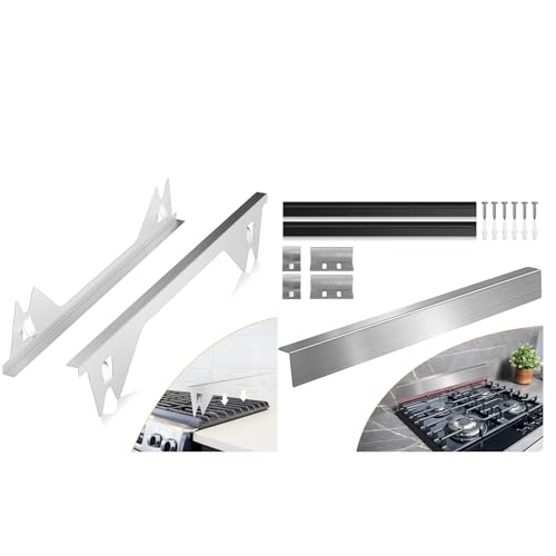 Image of Stainless Steel Stove Gap Covers,Stove Gap Filler, Range Trim Kit, Stove Gap Guards,Slide-in Range Rear Filler Kit,Backsplash for Stove Heat Resistant and Easy to Clean