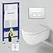Produktbild Spülrandloses Hänge WC Geberit Duofix Vorwandelement UP100 I Wand WC 54cm Schallschutz I Vorwandelement WC Set spülrandlos I WC Drückerplatte Delta50