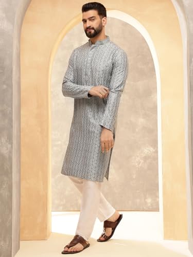 Image of SOJANYA (Since 1958 Men's Cotton Rayon Shiny Thread Sequinned Kurta Set