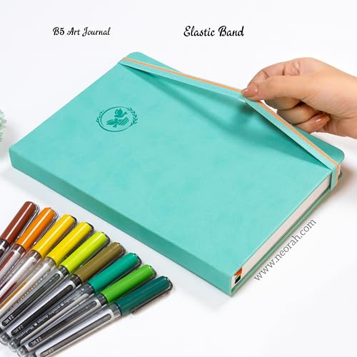 Image of NEORAH - B5 - ART JOURNAL | 200Gsm Dotgrid Notebook |160 Pages(25.0 x 17.5 cm) | Lay Flat |Hard Cover Bullet - Journal | 3 Bookmarks |Elastic Closure | Inner BackPocket | Ideal- Bujo,Art (TEAL)