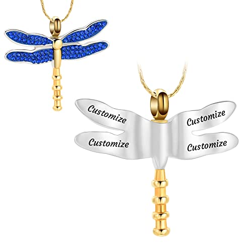 constantlife Cremation Jewelry Keepsake Dragonfly Shape Urn Pendant Memorial Ashes Holder Necklace with Gift Box2