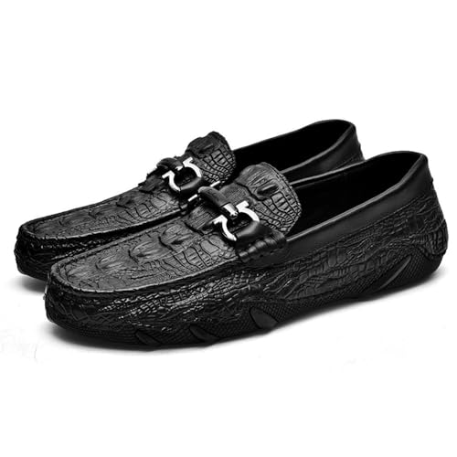 Men's Loafers Shoes Moccasins Faux Crocodile Print Round Toe Leather Flat Heel Resistant Flexible Outdoor Party Slip On4