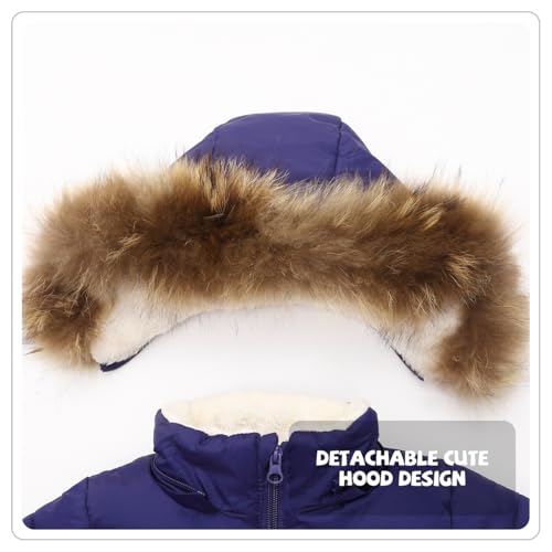 Image of Baby Boy Winter Coat Toddler Girl Hooded Puffer Jacket Fur Collar Down Outerwear