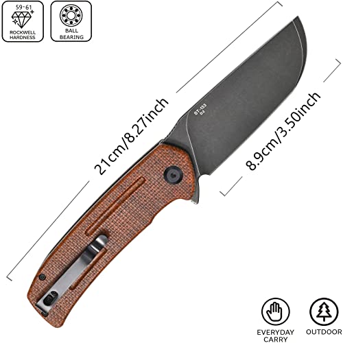 Sitivien-ST133-Folding-KnifeD2-BladeMicarta-Handle-EDC-Tool-Knife-for-Outdoor-Camping-HikingBrown